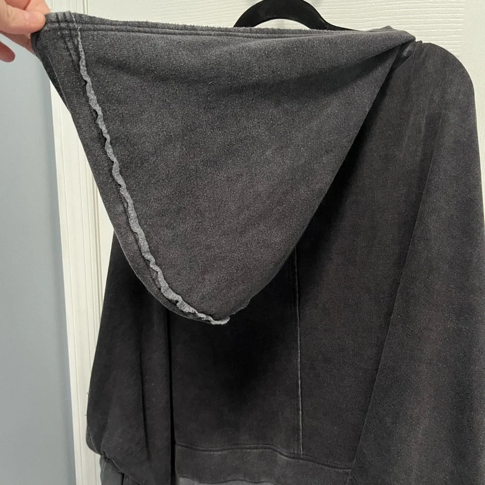 Free People Fp Movement Bonfire Oversized Hoodie Large Gray Black Sweatshirt NWT - Picture 12 of 16